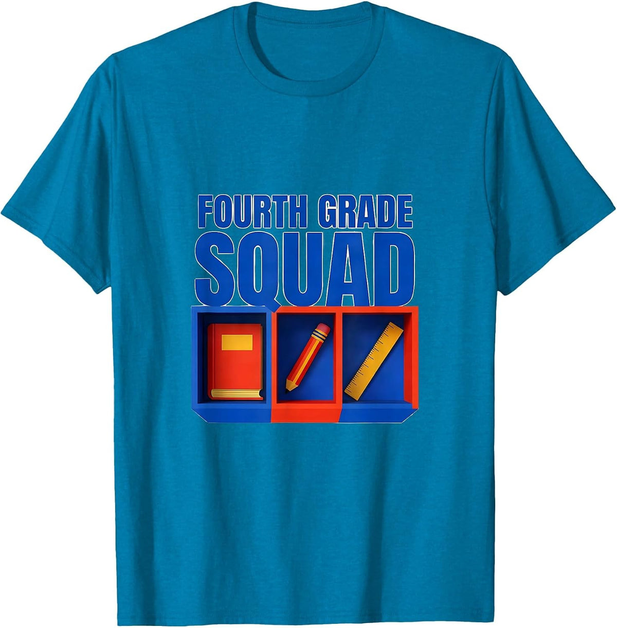Fourth Grade Squad Geometric Teacher Team Back To School T-Shirt - Sapphire Blue