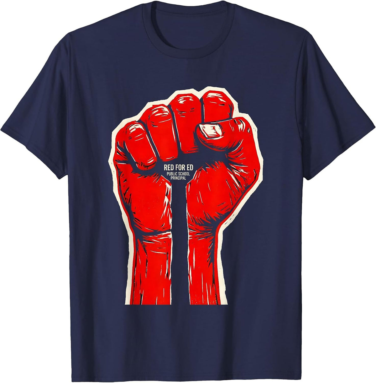 Men's Red For Ed Public School Principal Teacher Advocacy T-Shirt - Navy Blue