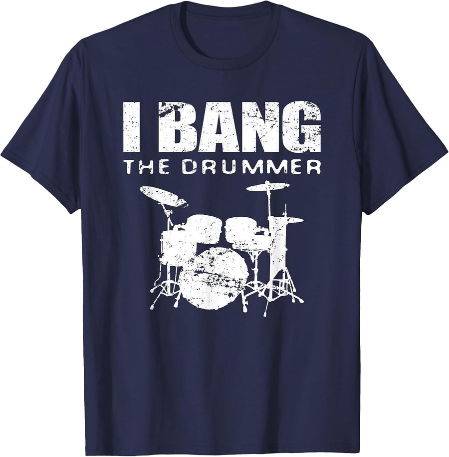 Drummer Wife Musician Girlfriend Funny Band T-Shirt - Navy Blue