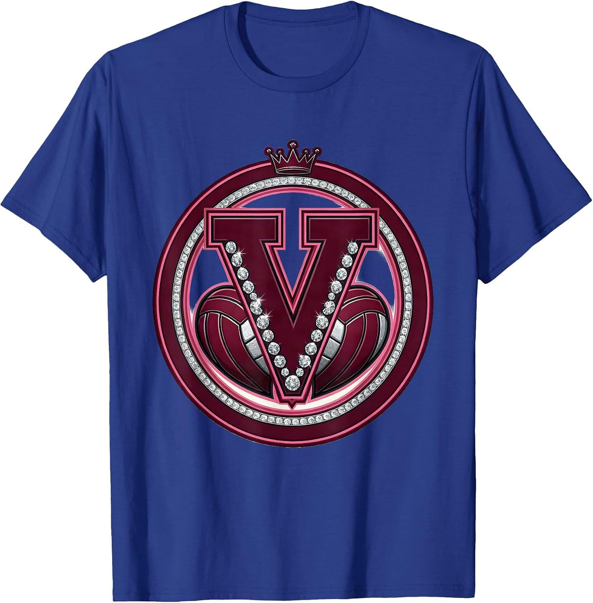 Volleyball Heart Love Volleyball Mom Gift T-Shirt - Royal Blue