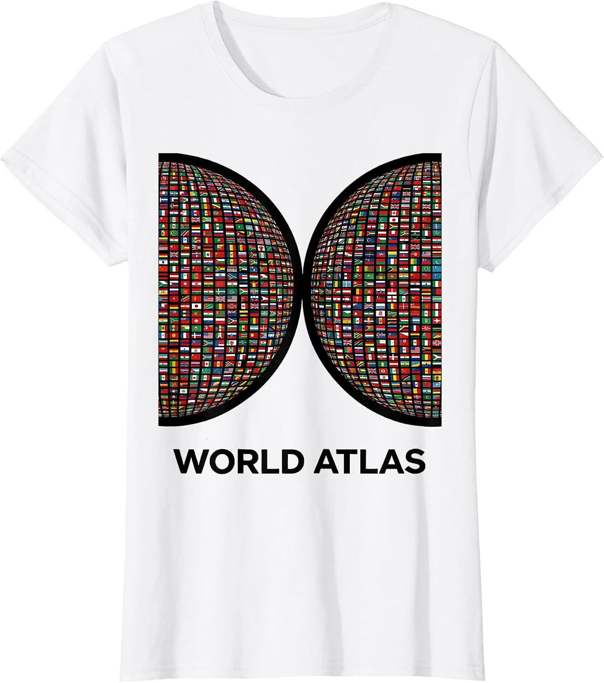 World Atlas Geometric Global Flags Design T-Shirt - White