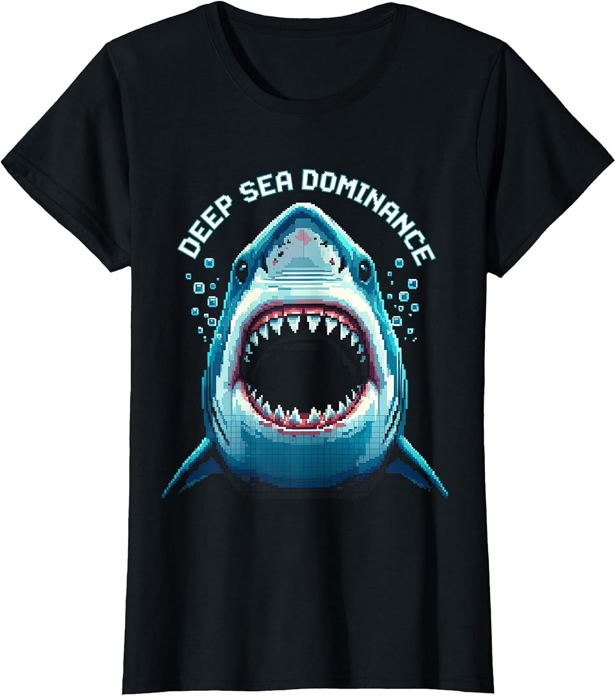 Deep Sea Dominance Shark Graphic Design T-Shirt - Black-deep Sea Dominance