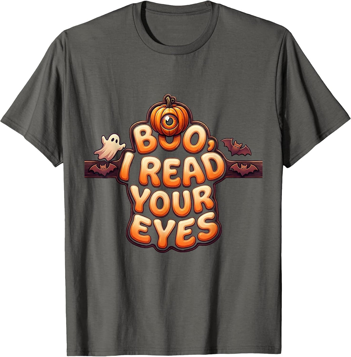 Men's Boo I Read Your Eyes Vintage Halloween Optometrist Eye T-Shirt - Asphalt Grey