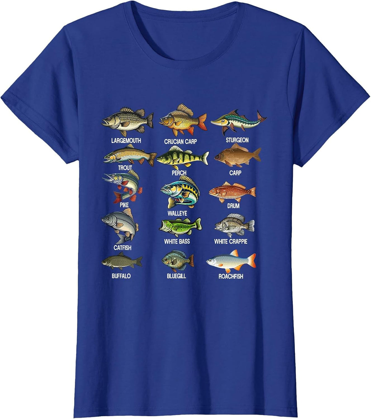 Fish Types Freshwater Fish Fisherman T-Shirt - Royal Blue