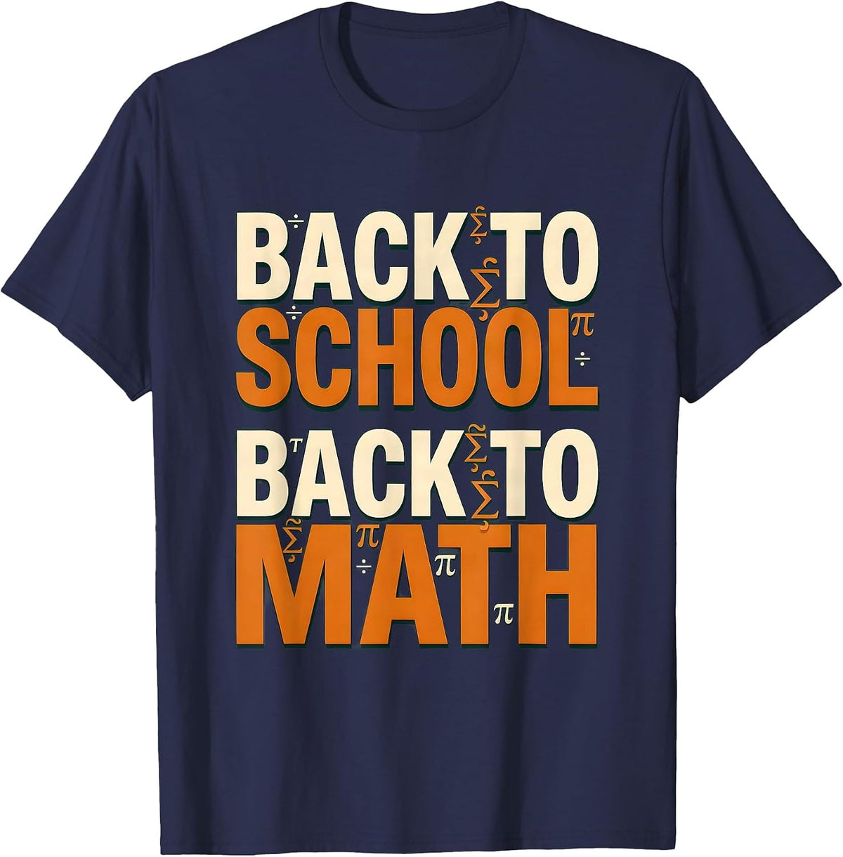 Men's Back to School Back to Math Teacher Design T-Shirt - Navy Blue