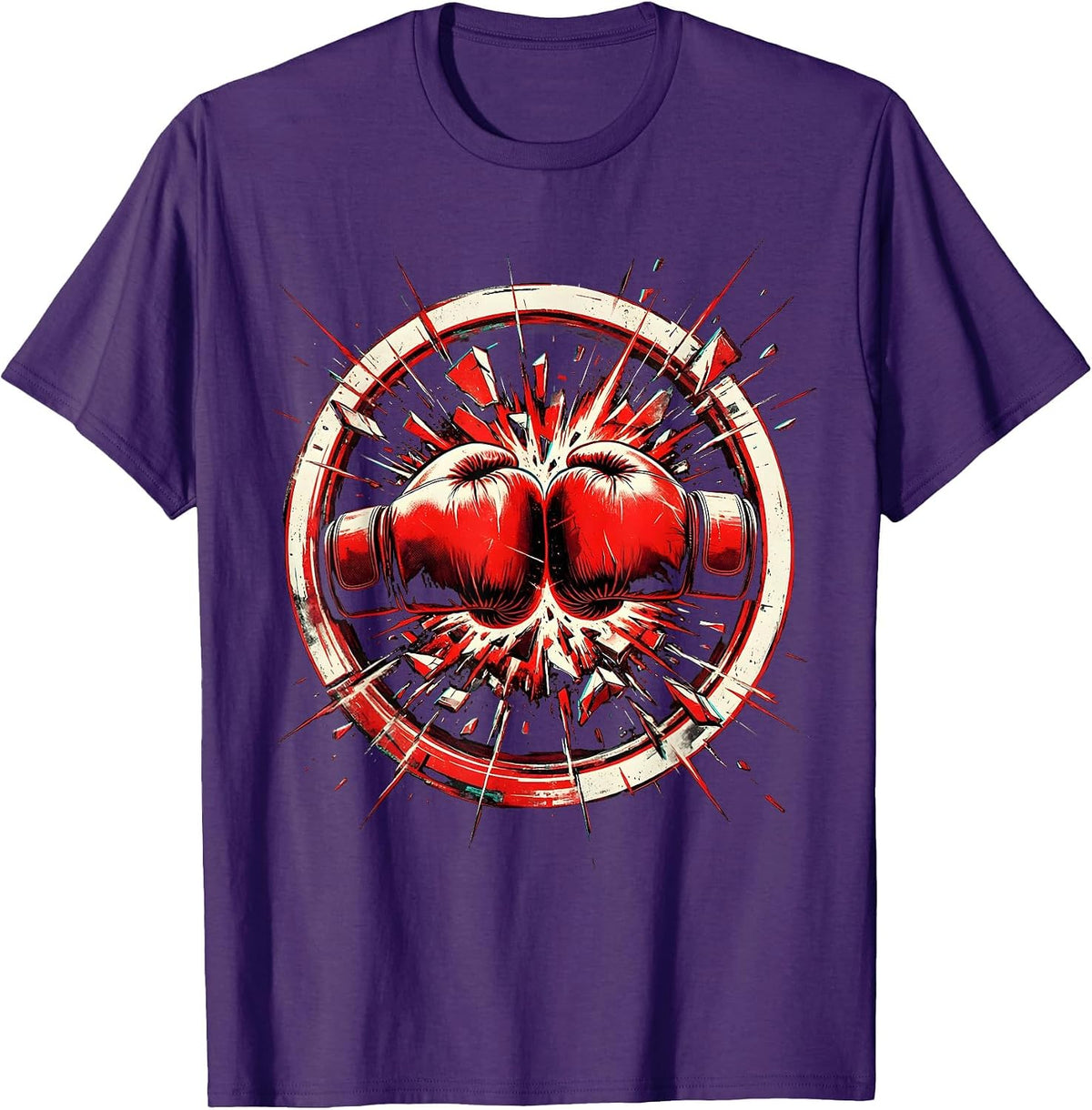 Boxing Gloves Clash Impact Graphic Tee T-Shirt - Purple