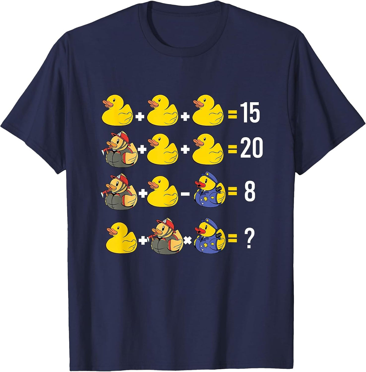 Order of Operations Duckie Quiz Rubber Duck Math Teacher T-Shirt - Navy Blue