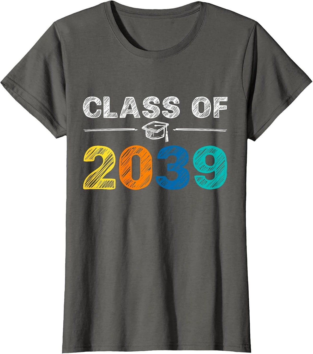 Class of 2039 Grow with Me First Day of School Graduation T-Shirt - Asphalt Grey
