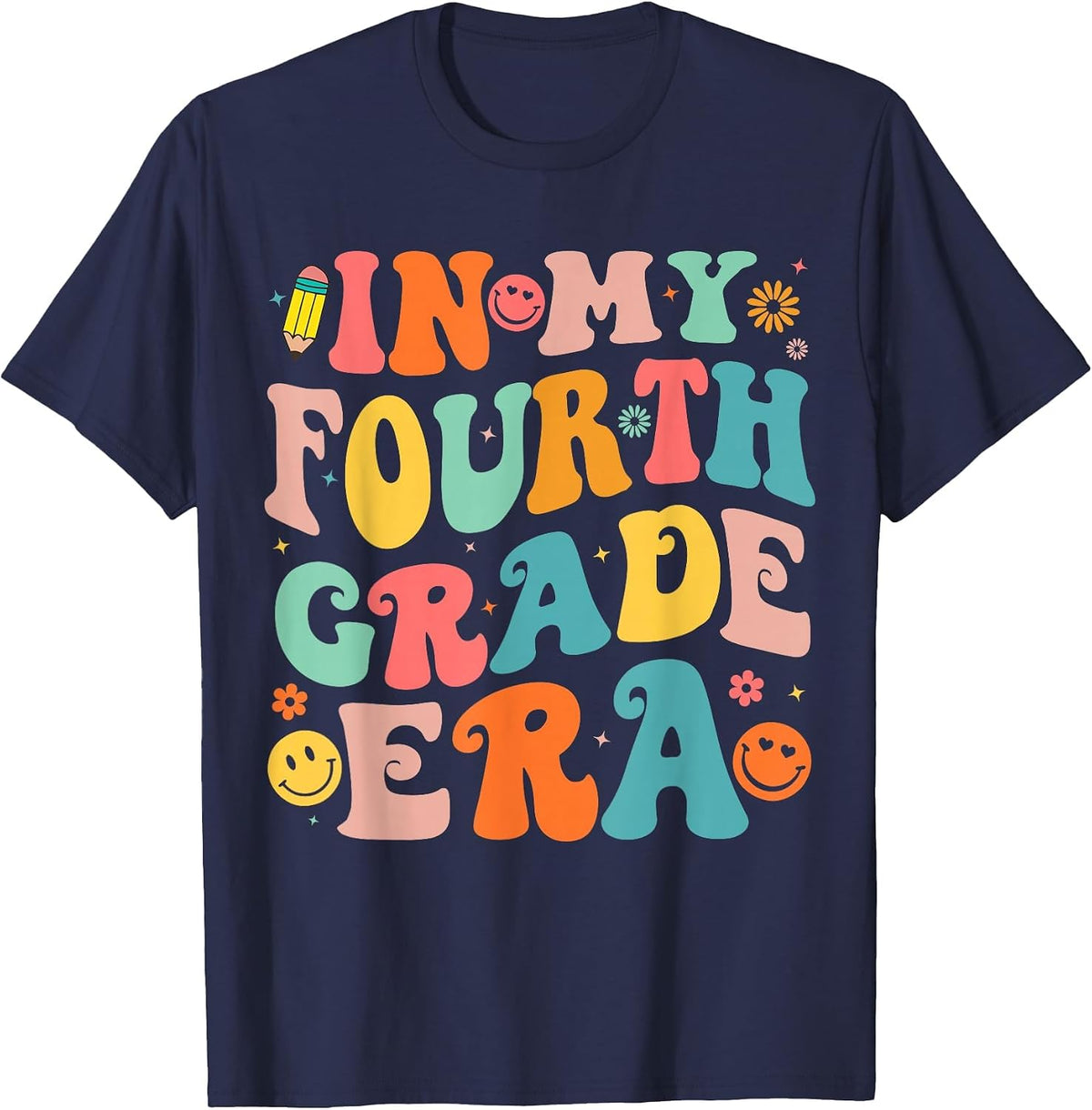 in My Fourth Grade Era 4th Grade Teacher Back to School T-Shirt - Navy Blue