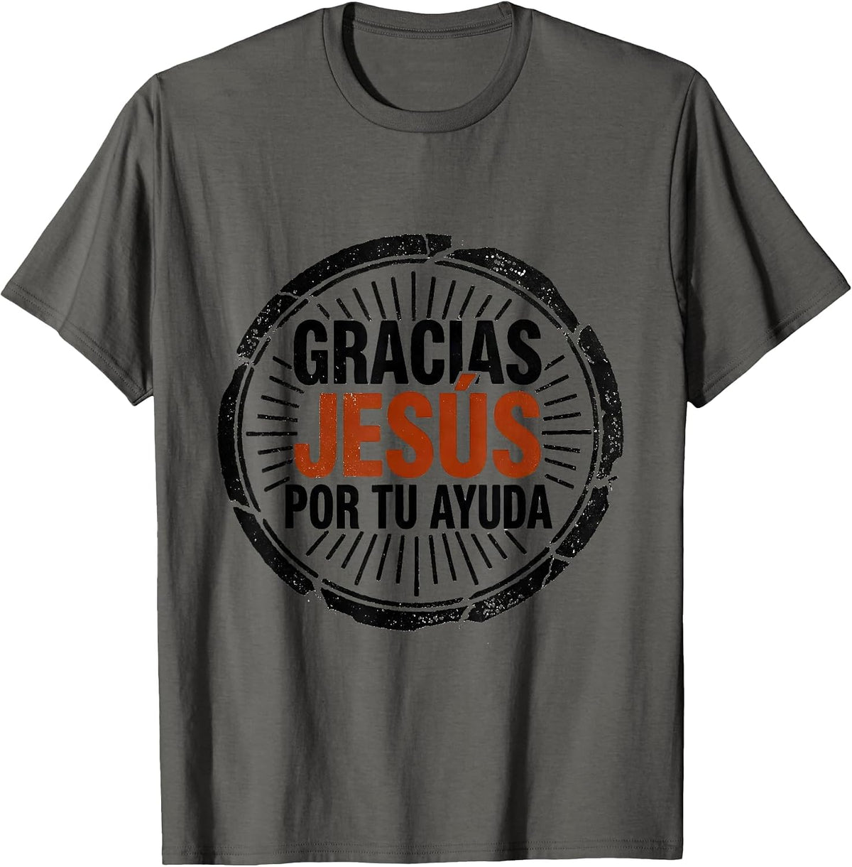 Gracias, Jesús, Por Tu Ayuda Spanish Catholic Faith T-Shirt - Asphalt Grey