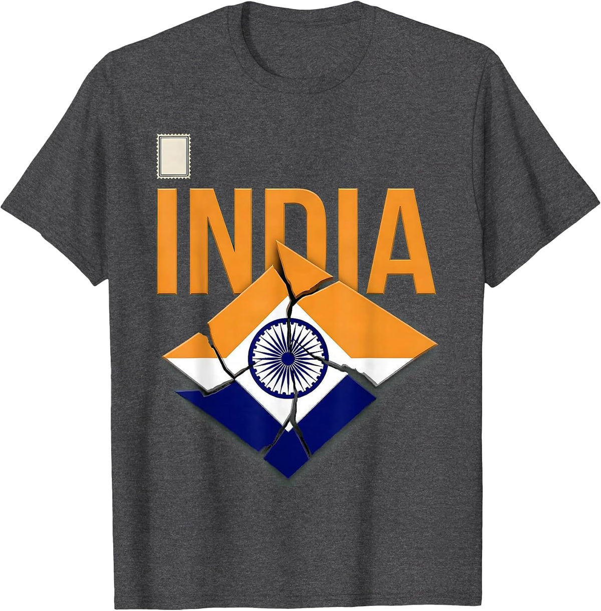 INDIA Flag Tricolor Patriotic Independence Day T-Shirt - Dark Heather Grey