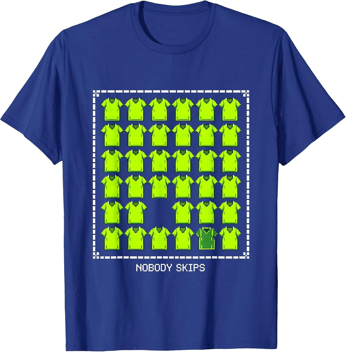 Men's Nobody Skips Funny PE Teacher Appreciation Gym Class Humor T-Shirt - Royal Blue