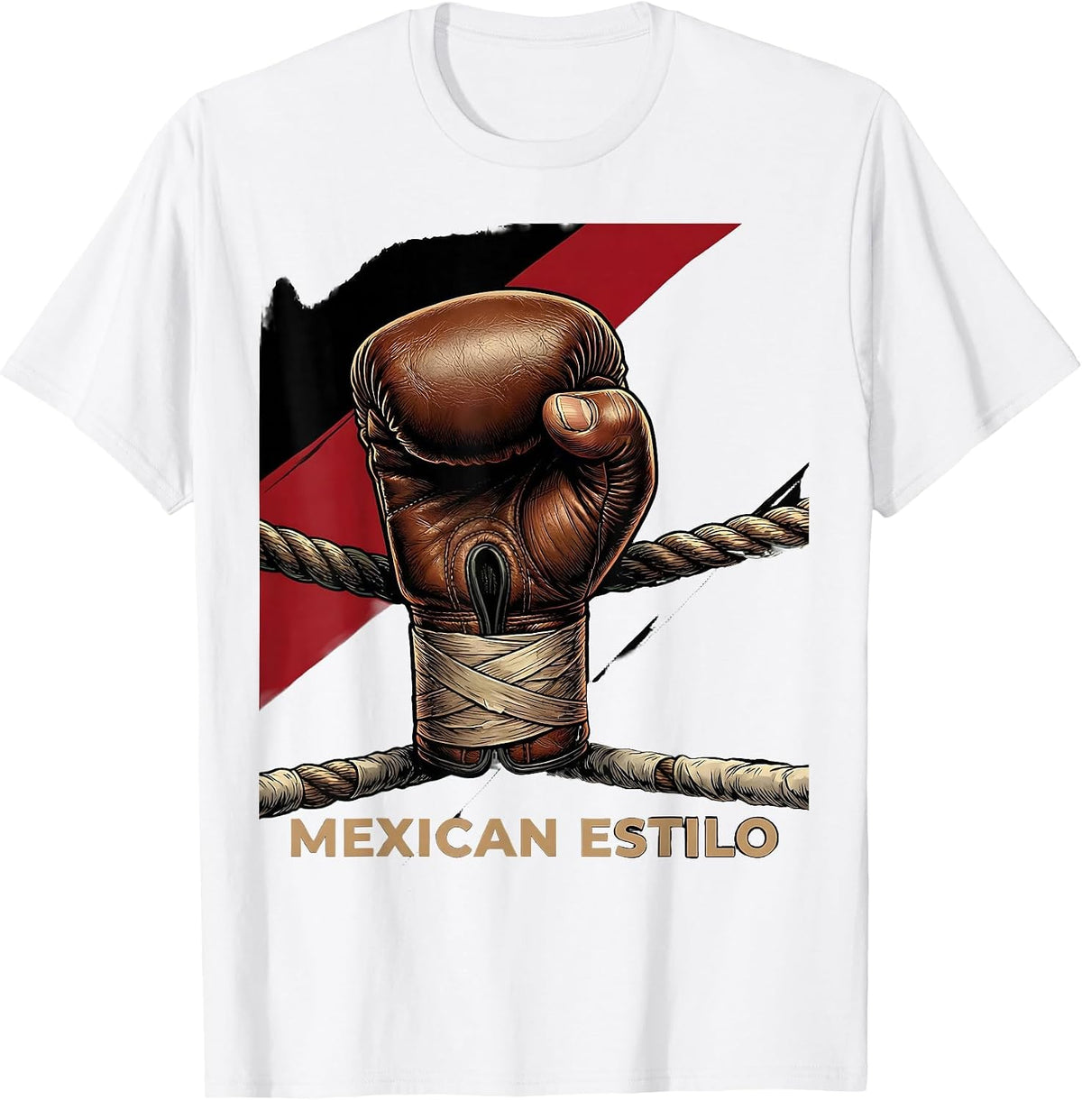 Men's Mexican Estilo Patriotic Pride Boxing Fan Vintage Style T-Shirt - White