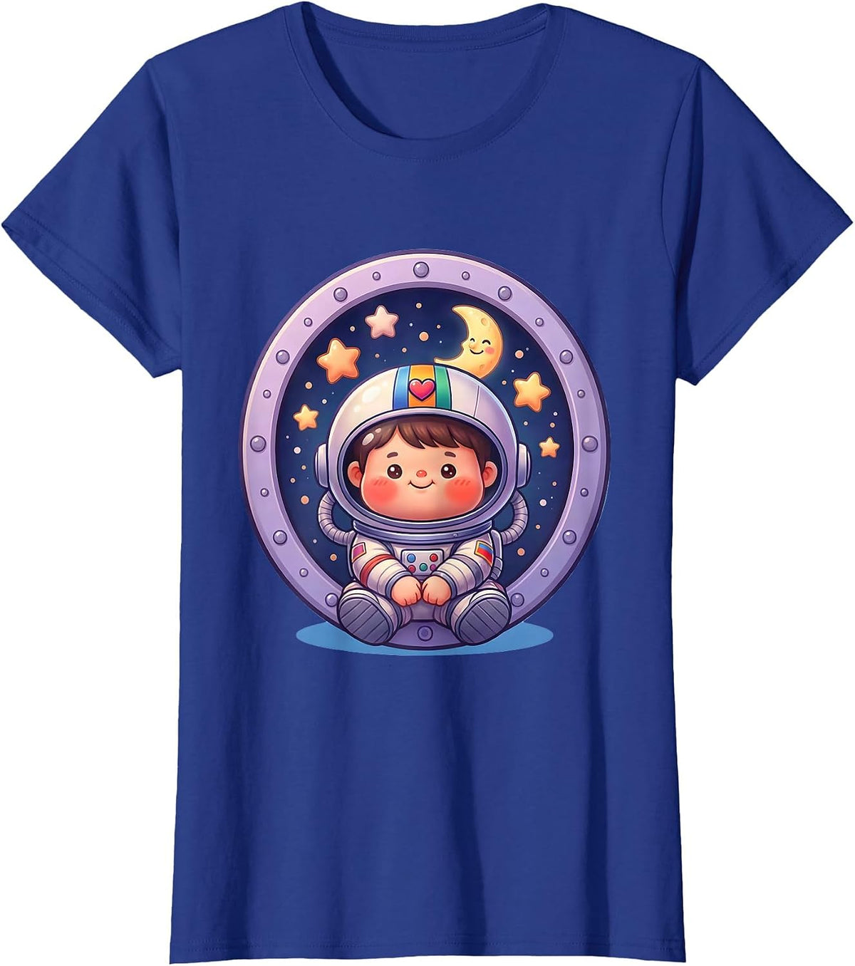 Women's Down Syndrome Awareness Child Astronaut Stars T-Shirt - Royal Blue
