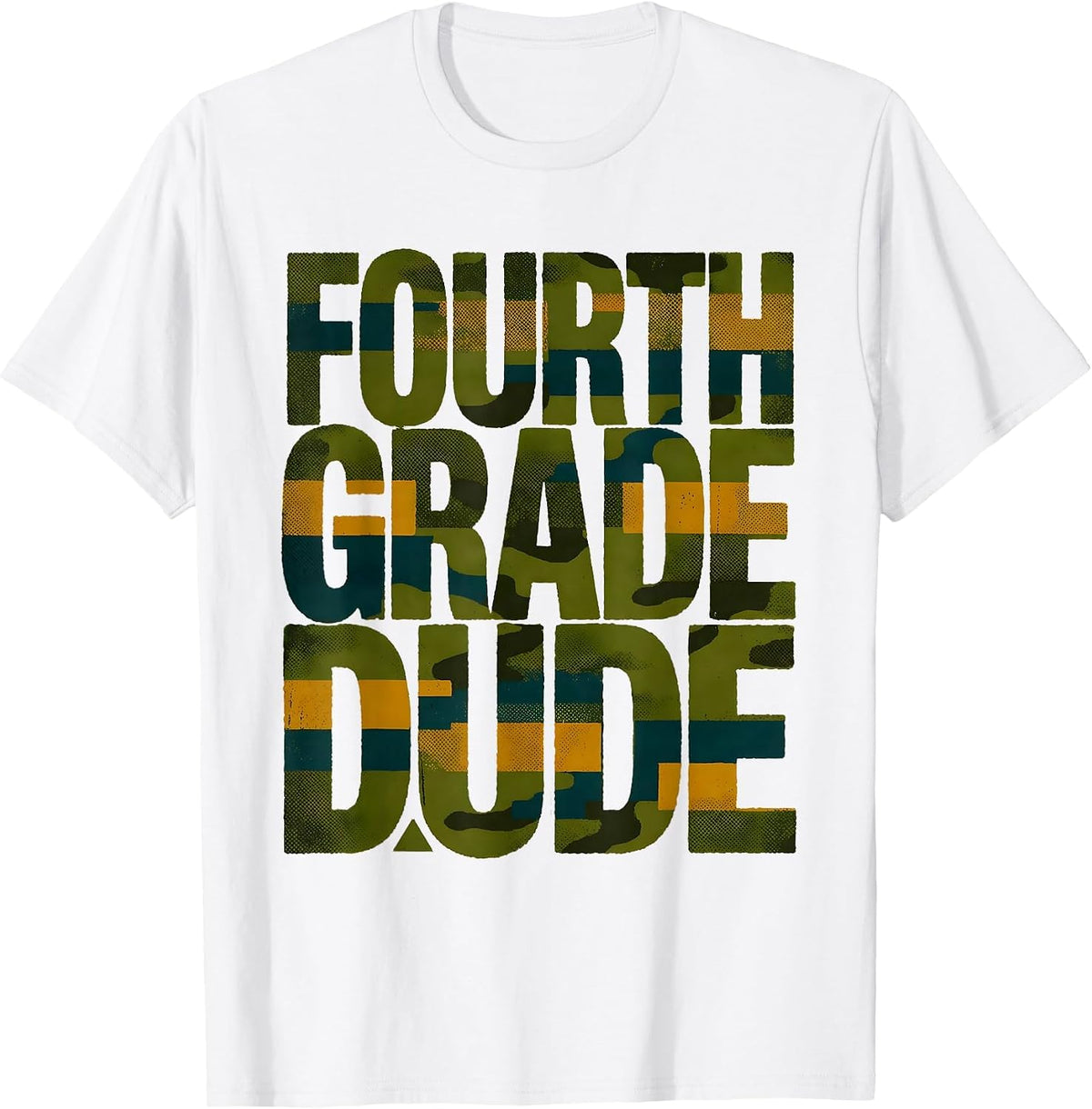 Men's Fourth Grade Dude Camo Back To School Boys First Day T-Shirt - White