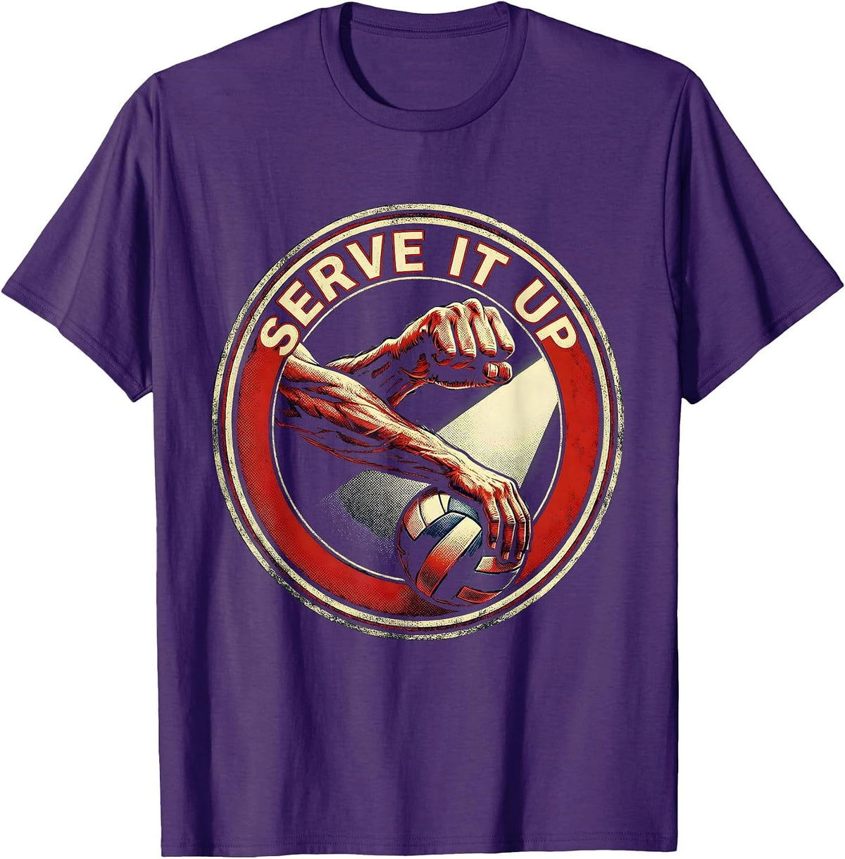 Serve It Up Volleyball Graphic Design T-Shirt - Purple