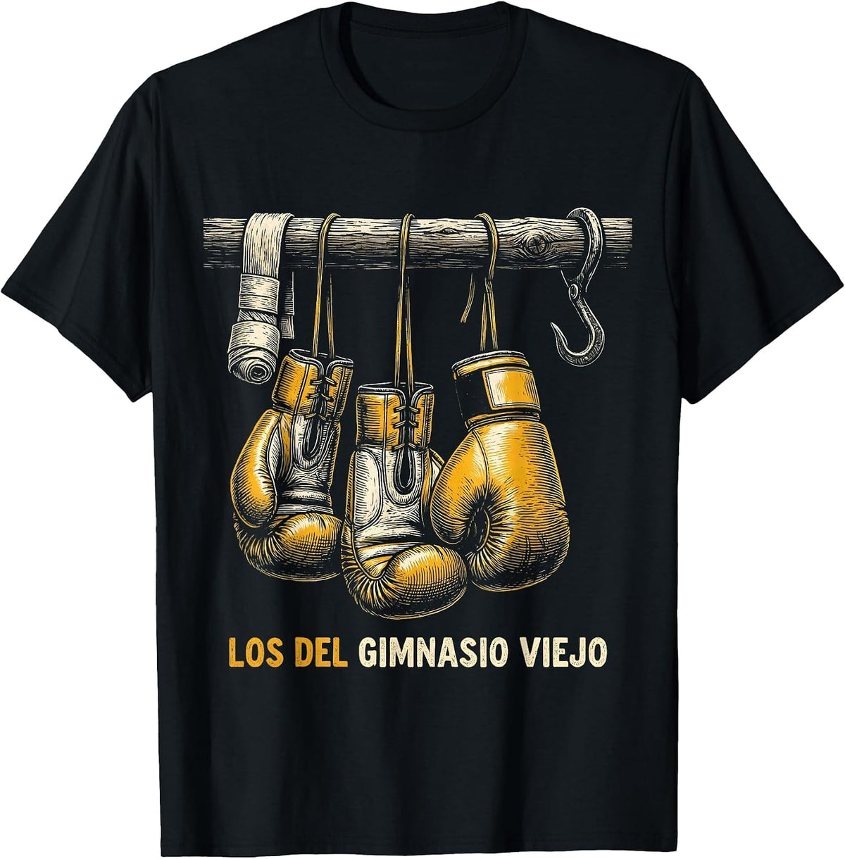 Men's Los Del Gimnasio Viejo Vintage Boxing Glove Ofrenda Día de T-Shirt - Black