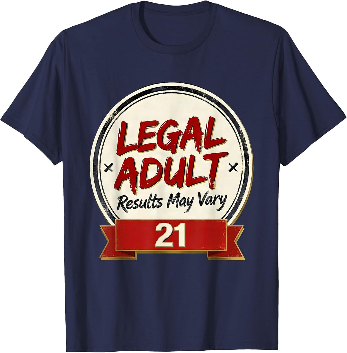 Men's Legal Adult Results May Vary Vintage Year Milestone Birthday T-Shirt - Navy Blue