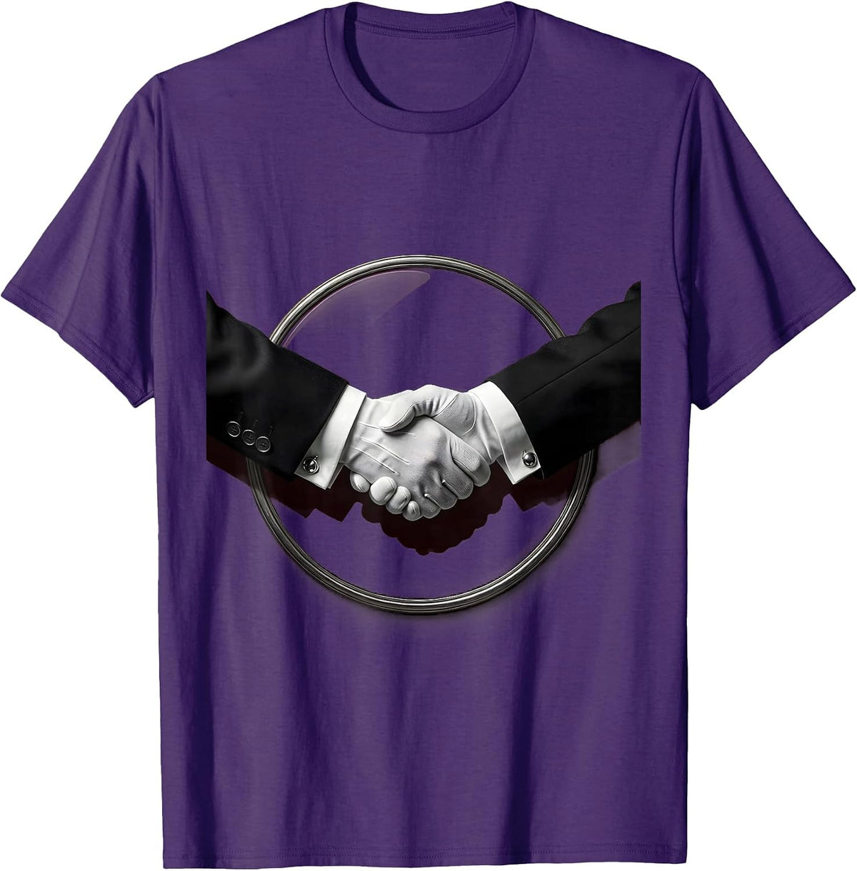Tuxedo Sleeves Reaching Graphic Design T-Shirt - Purple