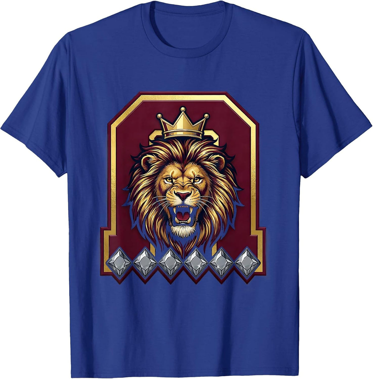 21st Birthday Roaring Lion Birthday Crown T-Shirt - Royal Blue