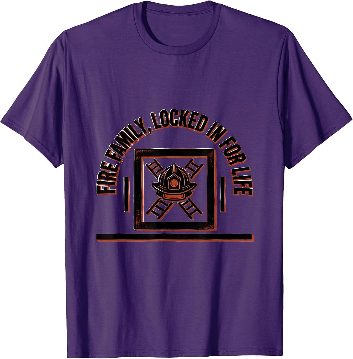 Fire Family Locked In For Life Firefighter Pride Retro Badge T-Shirt - Purple