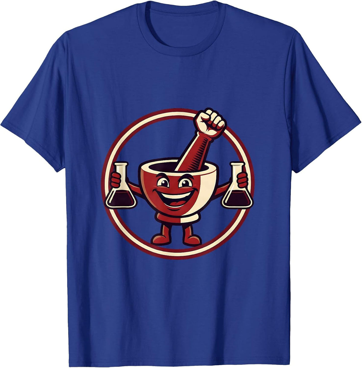 Mortar Pestle Chemistry Flask College Science T-Shirt - Royal Blue