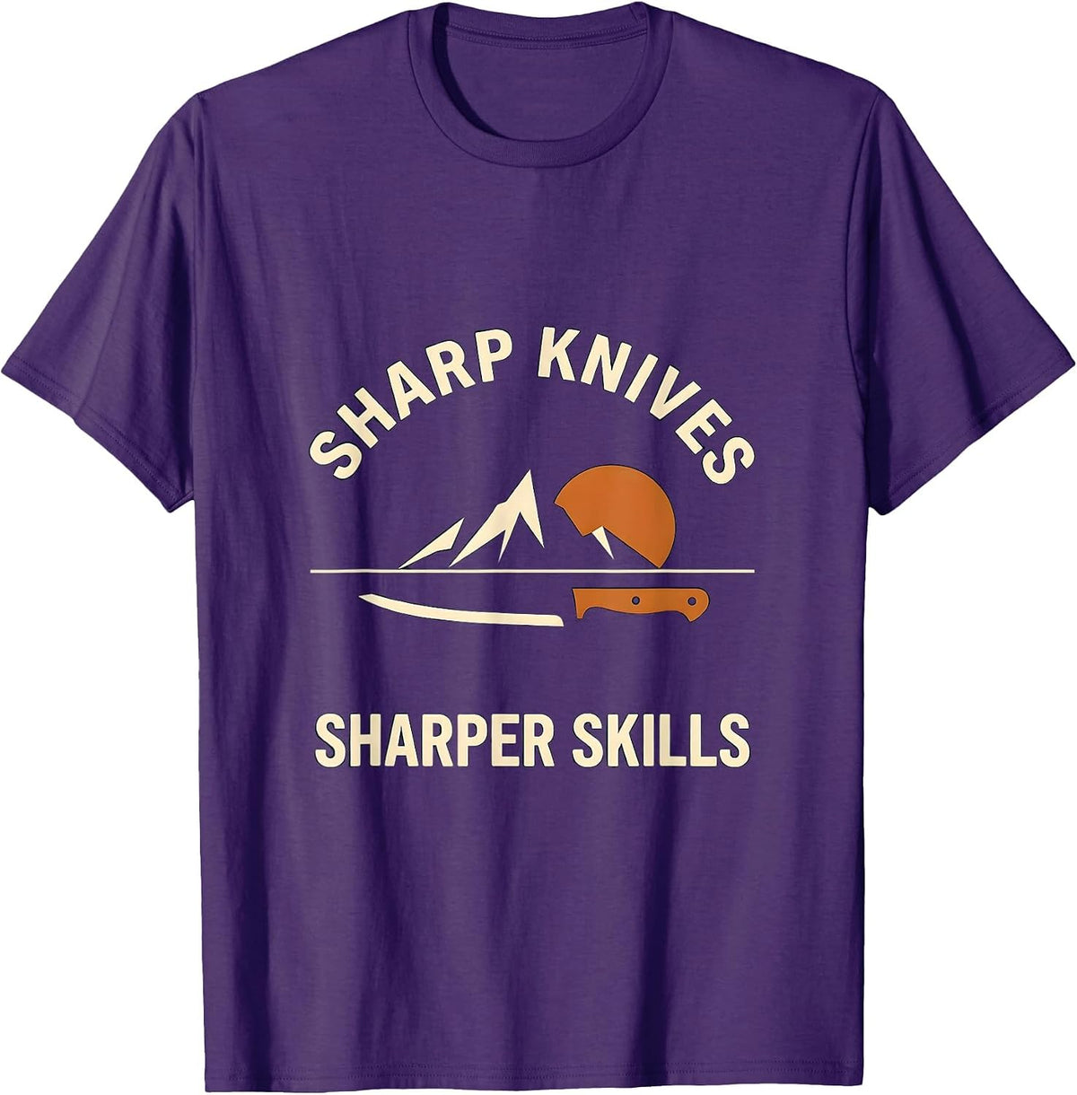 Sharp Knives Sharper Skills Chef Design T-Shirt - Purple
