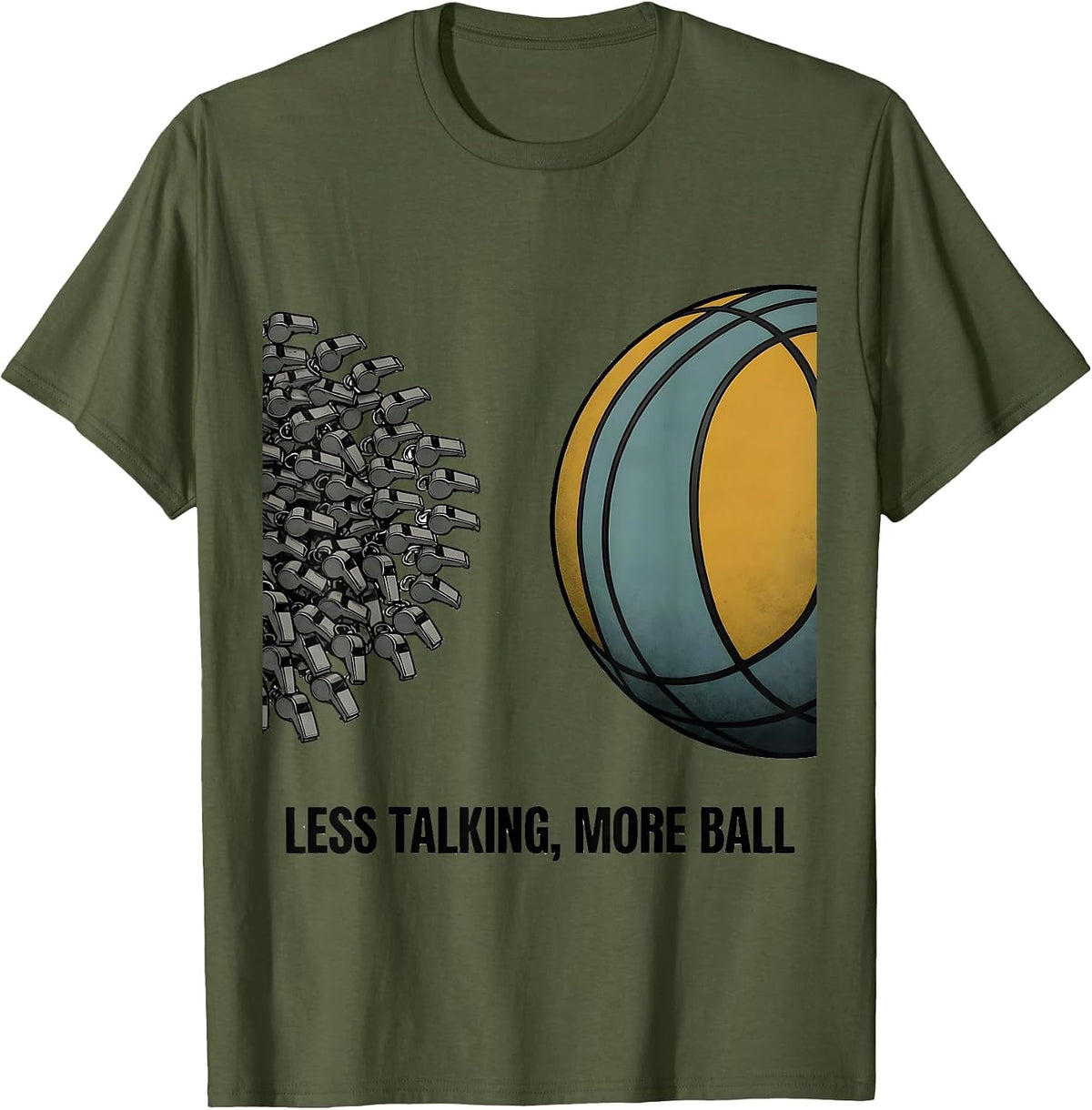 Men's Less Talking More Ball Funny PE Teacher Back To School Gym T-Shirt - Olive Green