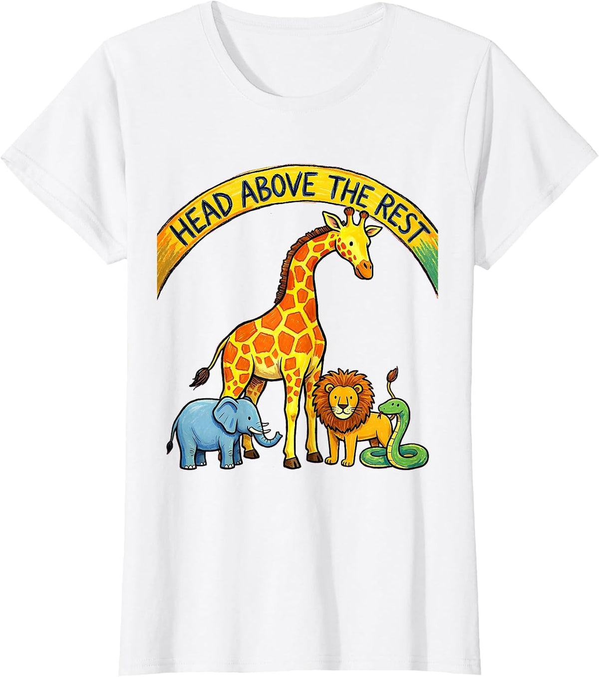 Women's Head Above the Rest Giraffe Design T-Shirt - White