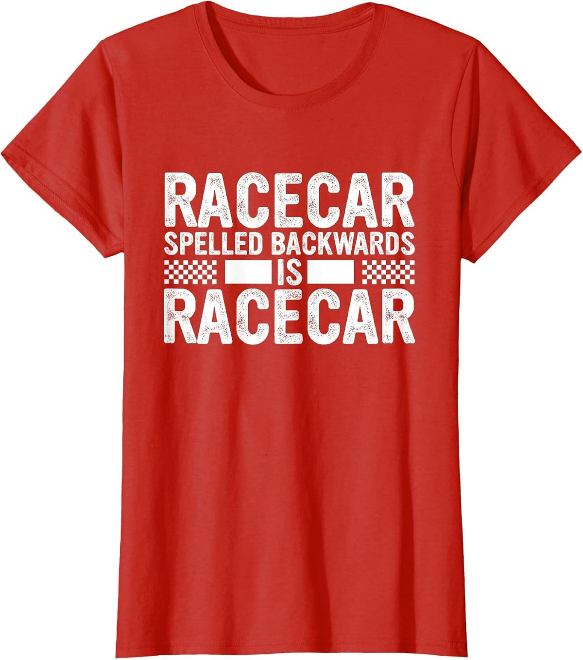 Racecar Spelled Backwards Mechanic Funny Car Racing Saying T-Shirt - Red