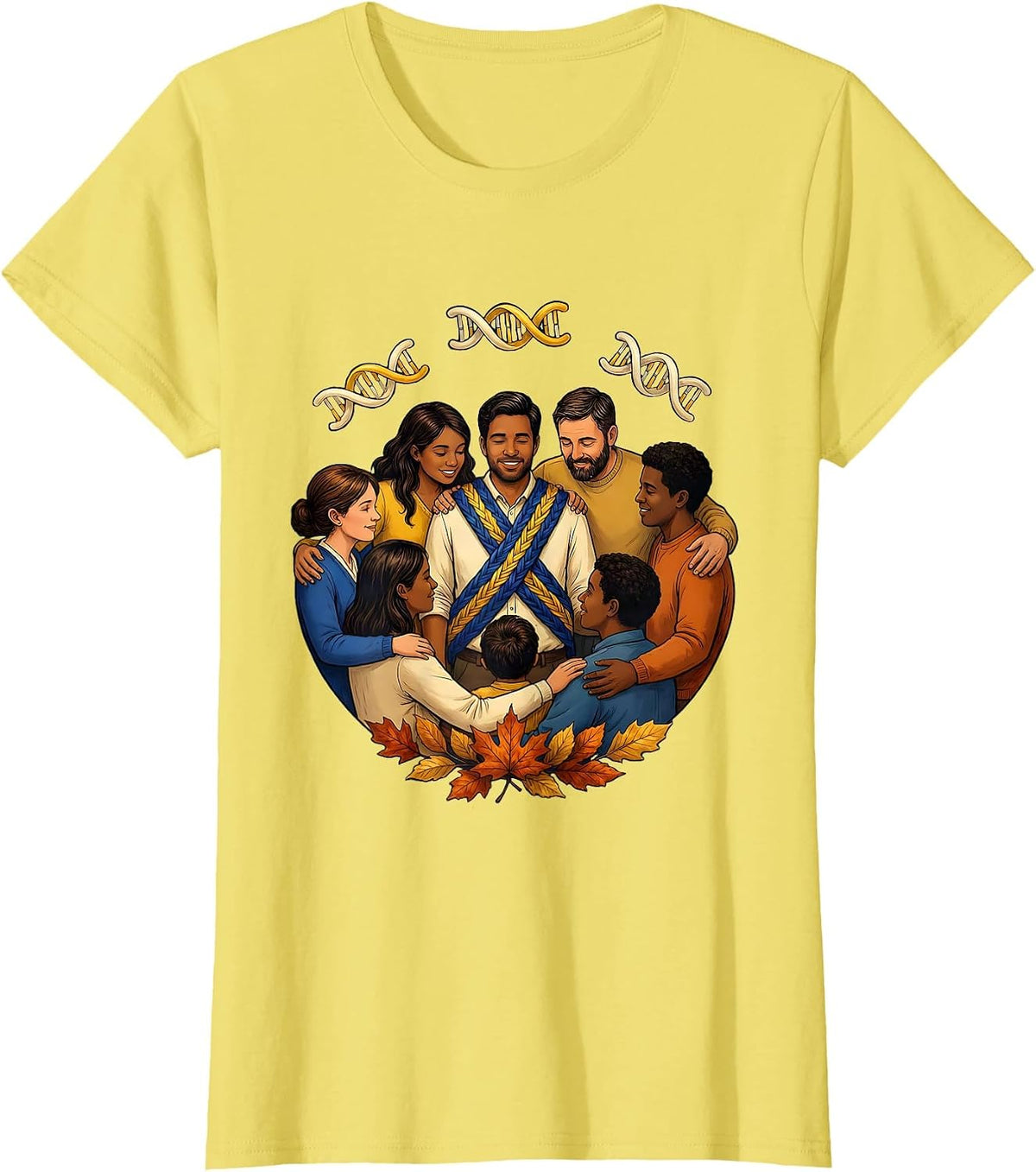 Women's Storybook Family Circle Down Syndrome Awareness October T-Shirt - Lemon Yellow