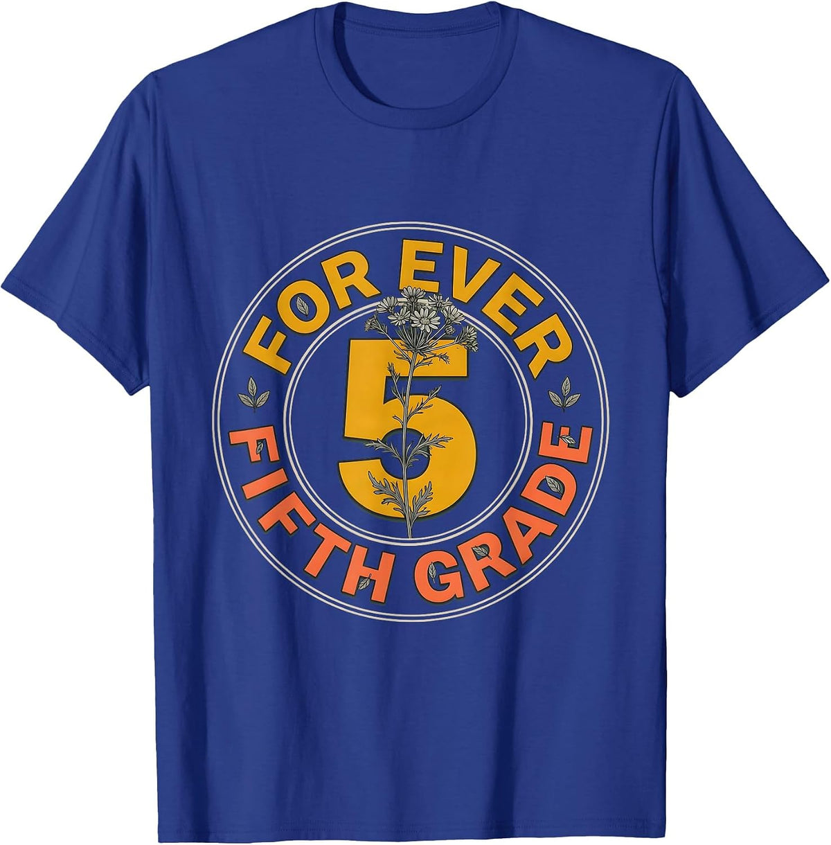 For Ever Fifth Grade Retro Teacher Wildflowers T-Shirt - Royal Blue