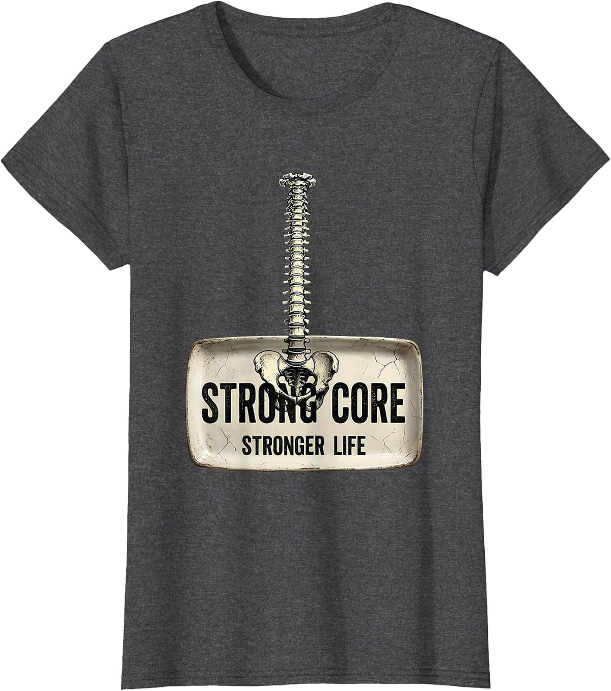 Women's Strong Core Stronger Life Pilates Design T-Shirt - Dark Heather Grey