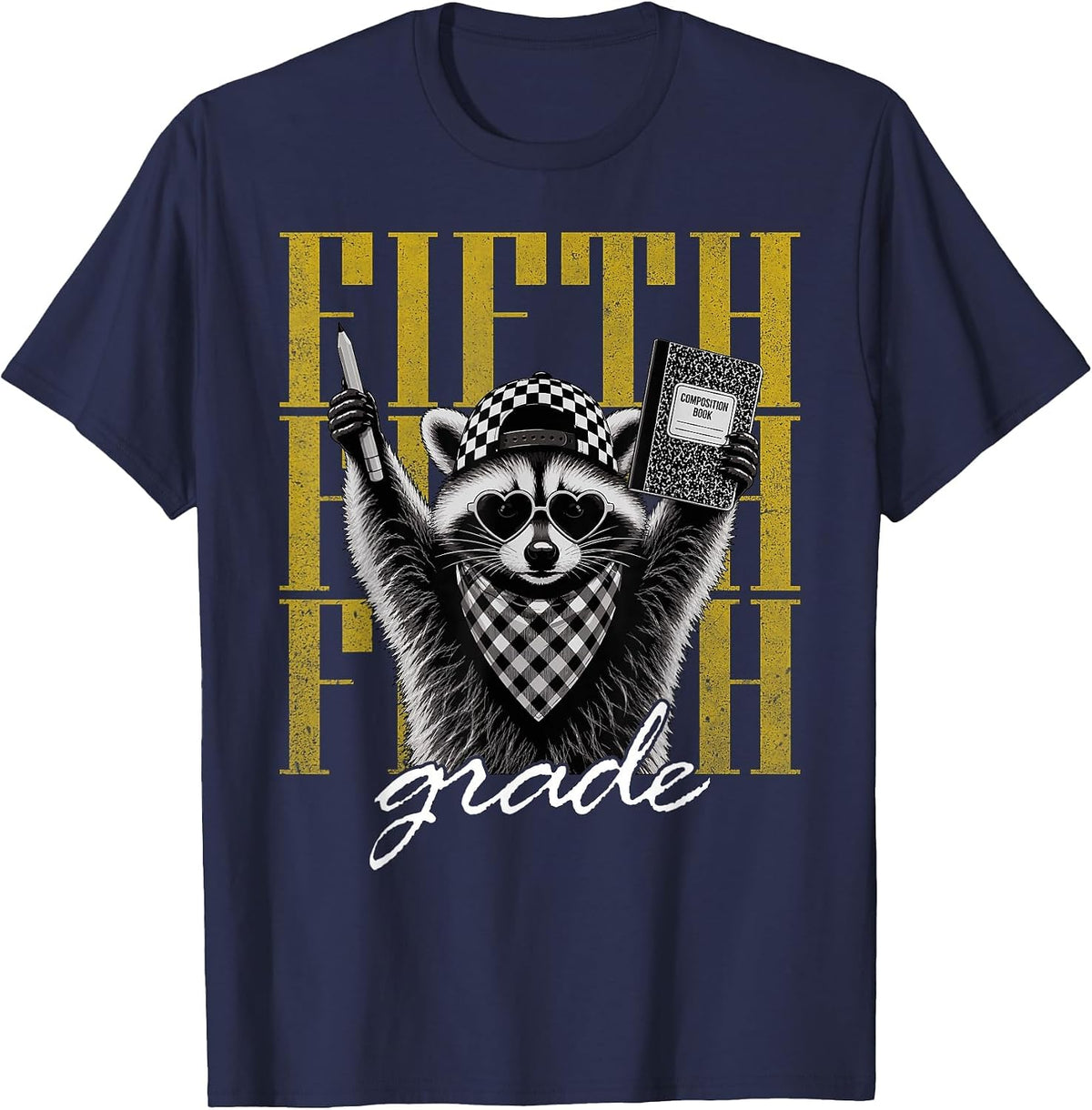 Fifth Grade Teacher 5th Grade Raccoon Back to School T-Shirt - Navy Blue