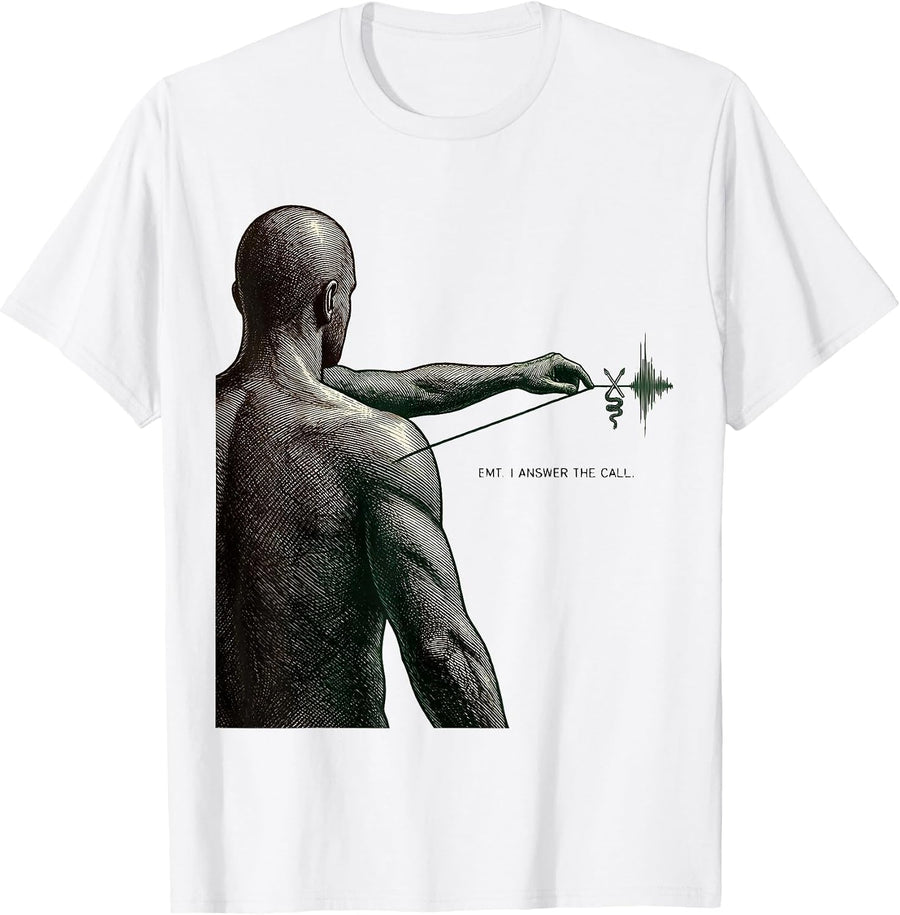 Men's EMT I Answer The Call Funny Paramedic EMS Medic Gift T-Shirt - White