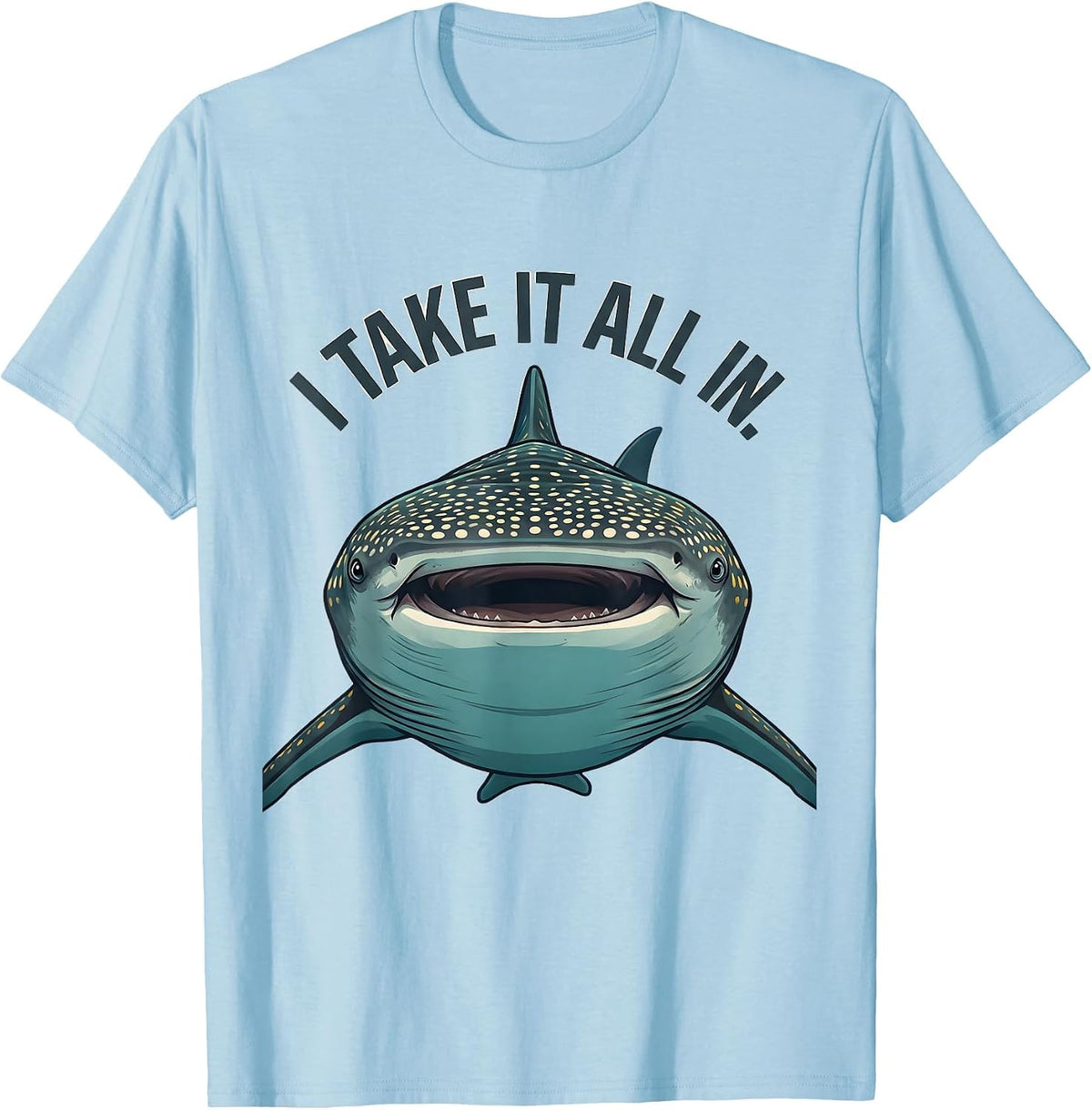 Men's I Take It All In Midcentury Modern Whale Shark Marine T-Shirt - Baby Blue