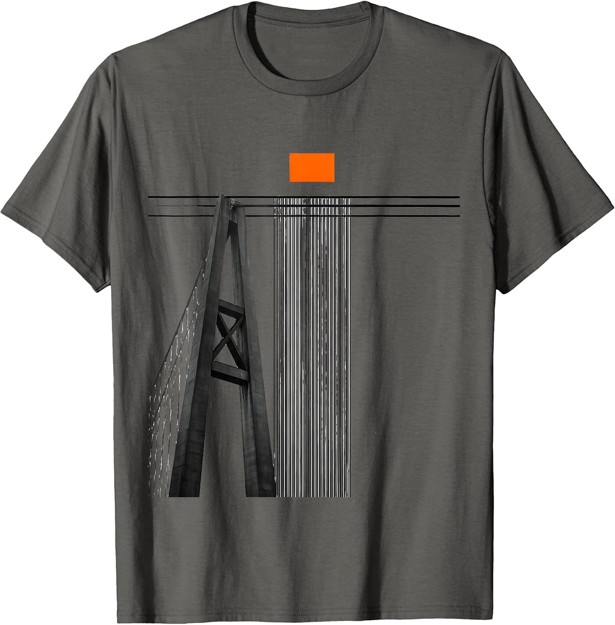 Men's Golden Gate Bridge Suspension Tower Leg Retro Souvenir T-Shirt - Asphalt Grey