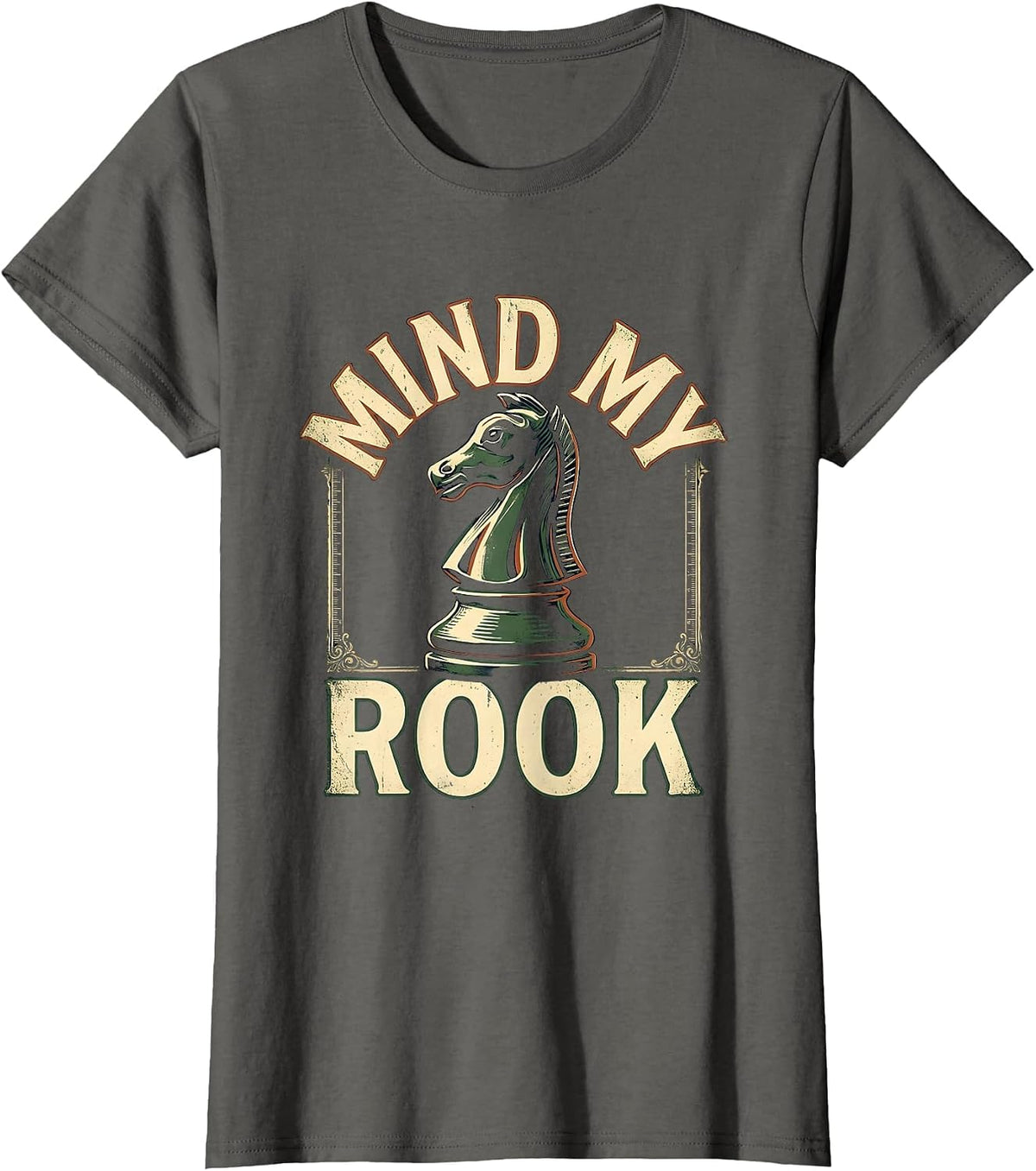 Women's Mind My Rook Vintage Chess Player Humor Gift for Chess T-Shirt - Asphalt Grey