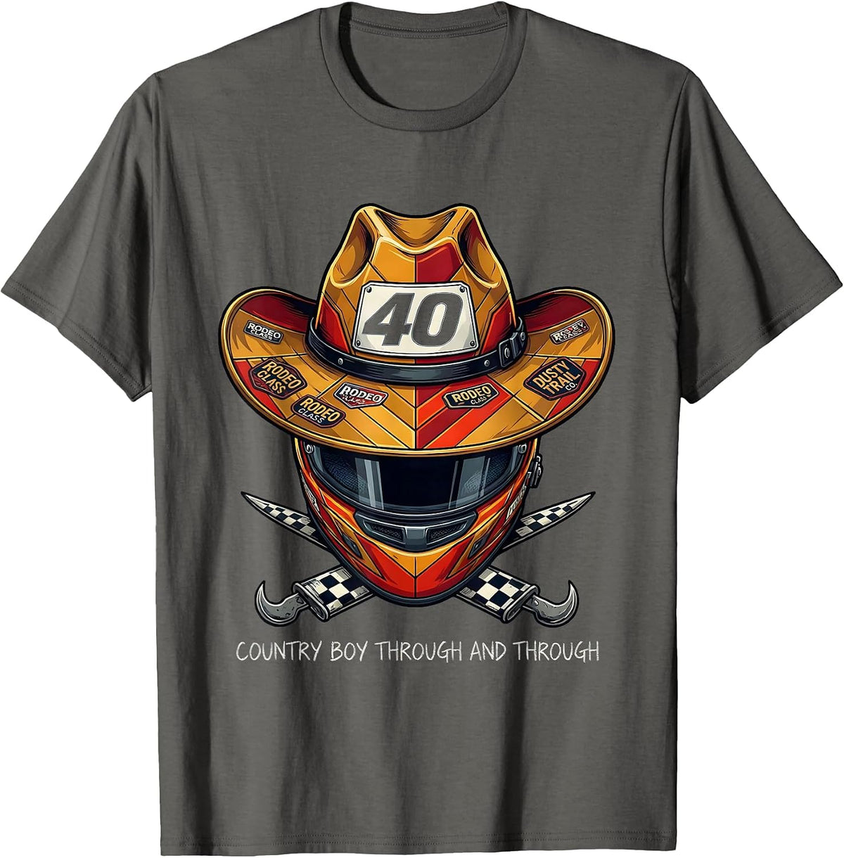 Country Boy Through and Through Western Design T-Shirt - Asphalt Grey