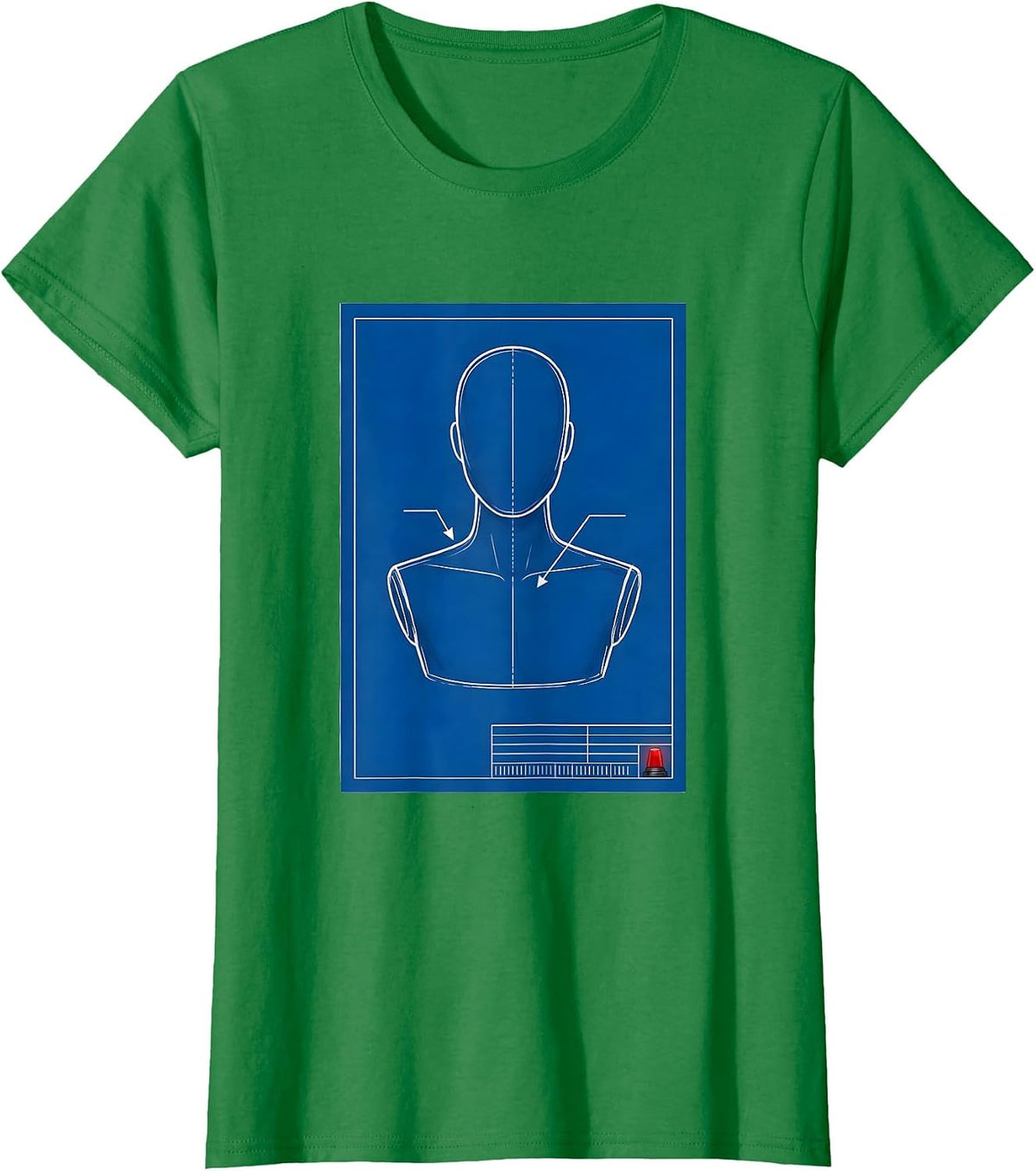 Women's EMT Mannequin Gag Humor Technical Blueprint Paramedic Gift T-Shirt - Kelly Green