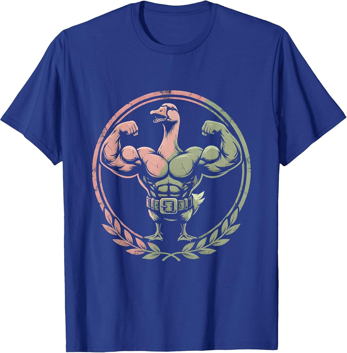 Silly Goose Weightlifting Flexing Muscles Funny T-Shirt - Royal Blue