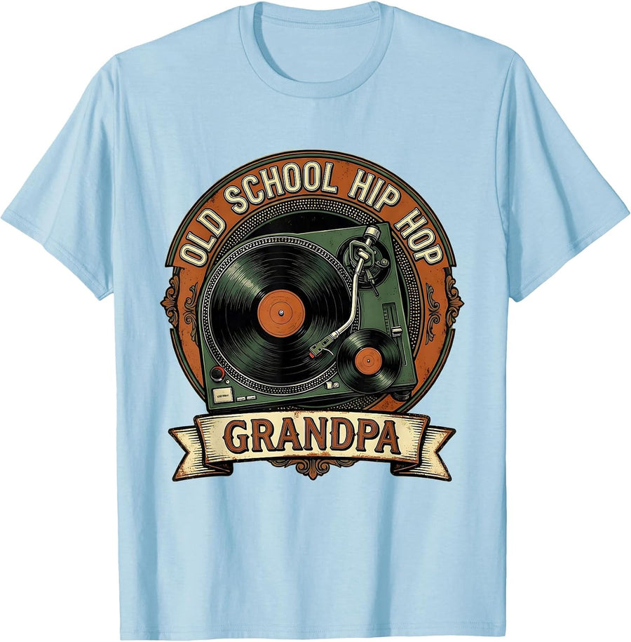 Men's Old School Hip Hop Grandpa Vintage Retro DJ Rap Music T-Shirt - Baby Blue