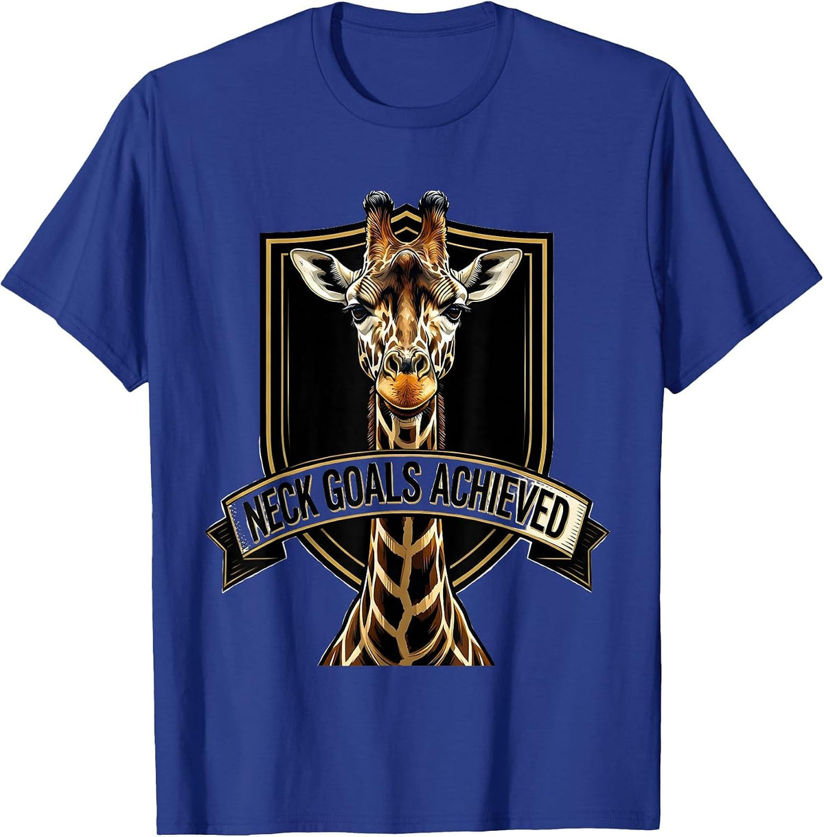 Neck Goals Achieved Funny Giraffe Design T-Shirt - Royal Blue