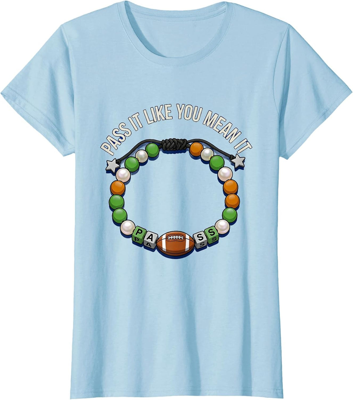 Women's Pass It Like You Mean It Rugby Graphic Design T-Shirt - Baby Blue