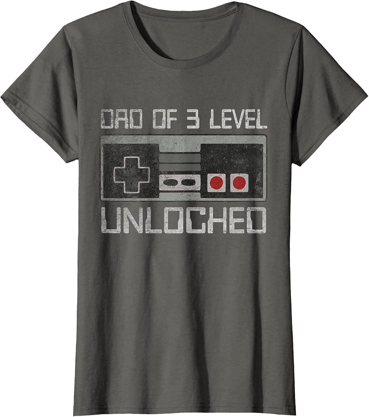 Daddy Again Leveled Up to Dad of 3 Level Unlocked Father Day T-Shirt - Asphalt Grey