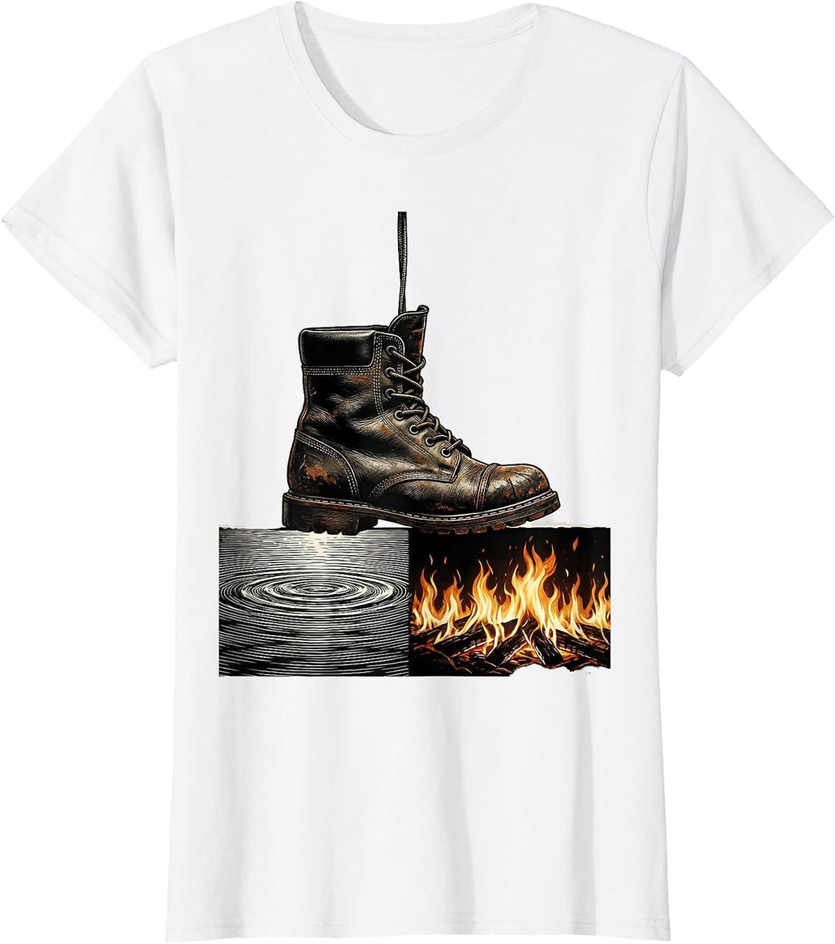 Firefighter Boot Bible Verse Faith Vintage Christian Gift T-Shirt - White
