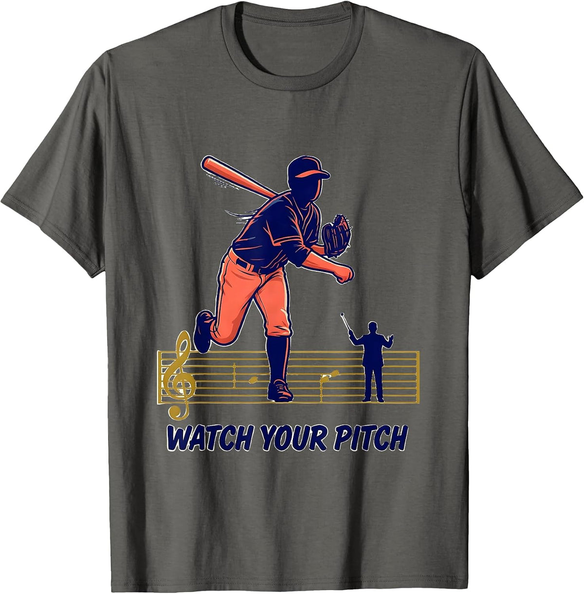 Men's Watch Your Pitch Funny Music Teacher Gift Humor T-Shirt - Asphalt Grey