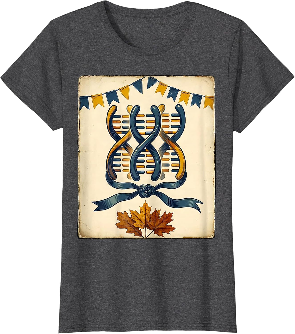 Women's Vintage Chromosome Ribbon October Down Syndrome Awareness T-Shirt - Dark Heather Grey