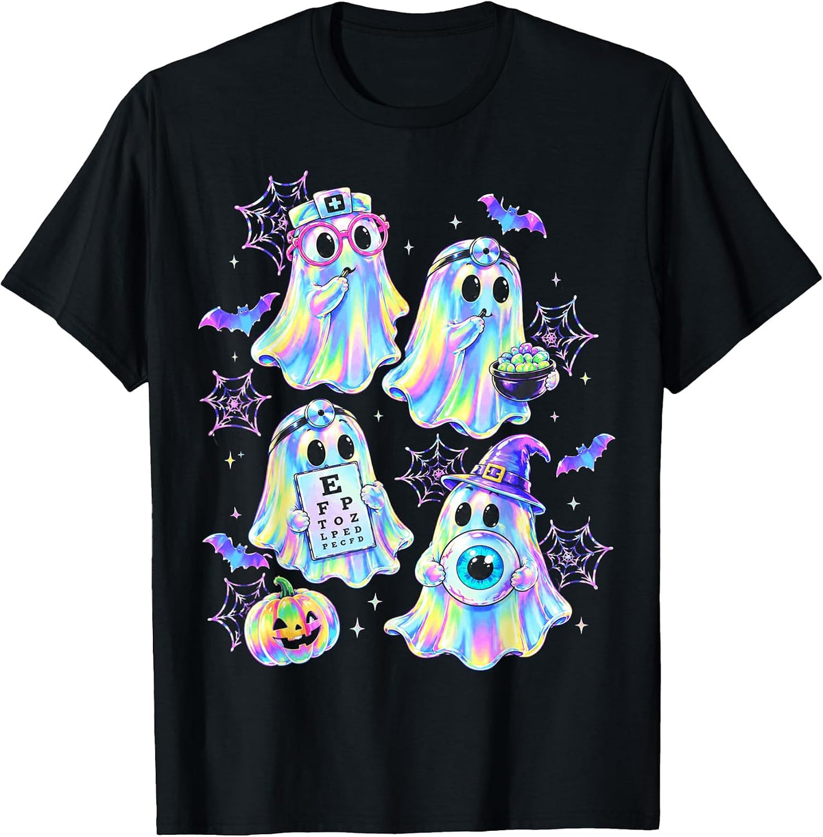 Funny Optometry Halloween Spooky Ophthalmologist Eye Doctor T-Shirt - As Pictured