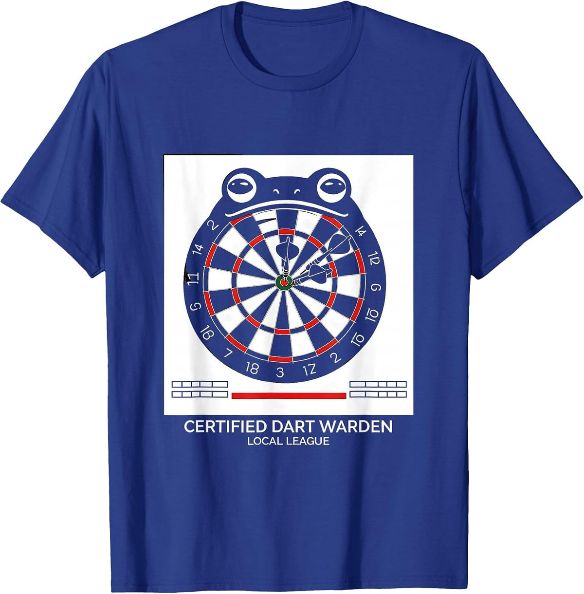 Men's Certified Dart Warden Local League Funny Grumpy Frog T-Shirt - Royal Blue